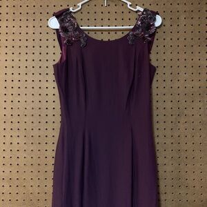 Vintage Formal Maxi Dress Gown Purple Sequined Embellished Sleeveless Loralie 80